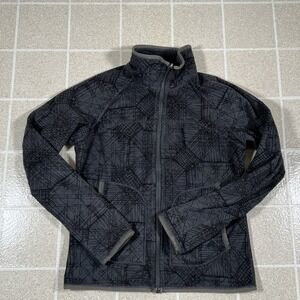 Womens Nike ACG Jacket Black/Gray Geometric Print Fleece Reversible Size M